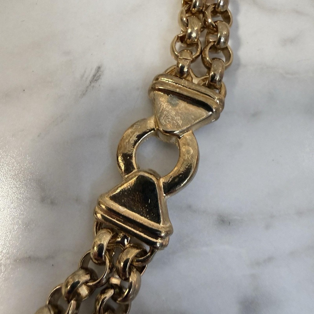 Vintage 35" Chunky Double Strand Rings Gold Tone Chain Fashion Belt Runway - Picture 8 of 12